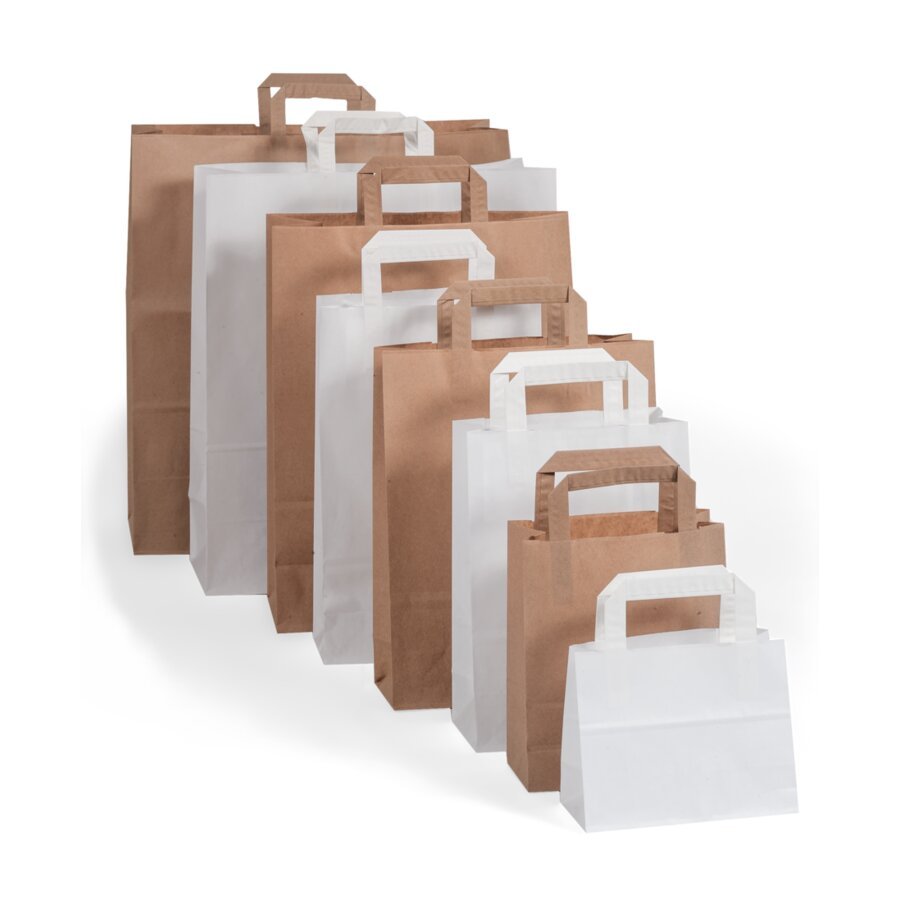 Kraftpapier-Tasche mit flachem Henkel: die klassische Papiertragetasche Kraftpapier-Tasche mit flachem Henkel: die klassische Papiertragetasche
