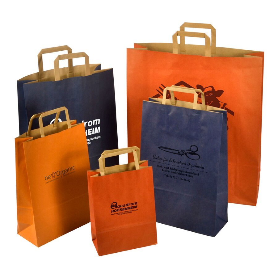 Hochwertige Kraftpapier-Tasche in unterschiedlichen Größen und Farben mit individueller Bedruckung Hochwertige Kraftpapier-Tasche in unterschiedlichen Größen und Farben mit individueller Bedruckung