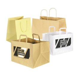 Papiertragetasche mit extra breitem Boden, individuell bedruckt Papiertragetasche mit extra breitem Boden, individuell bedruckt