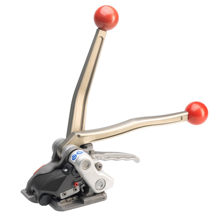 Das Spann- und Verschlussgerät zum einfachen Umreifen mit Stahlbändern Das Spann- und Verschlussgerät zum einfachen Umreifen mit Stahlbändern