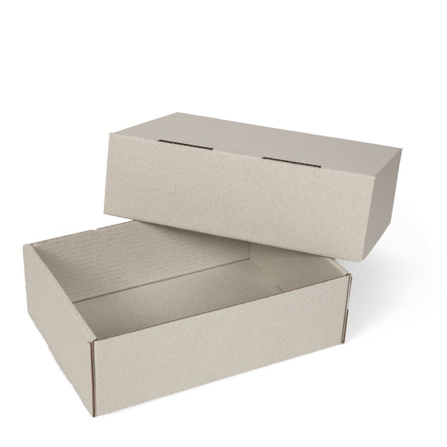 Stülpdeckelkarton aus Graspapier Stülpdeckelkarton aus Graspapier