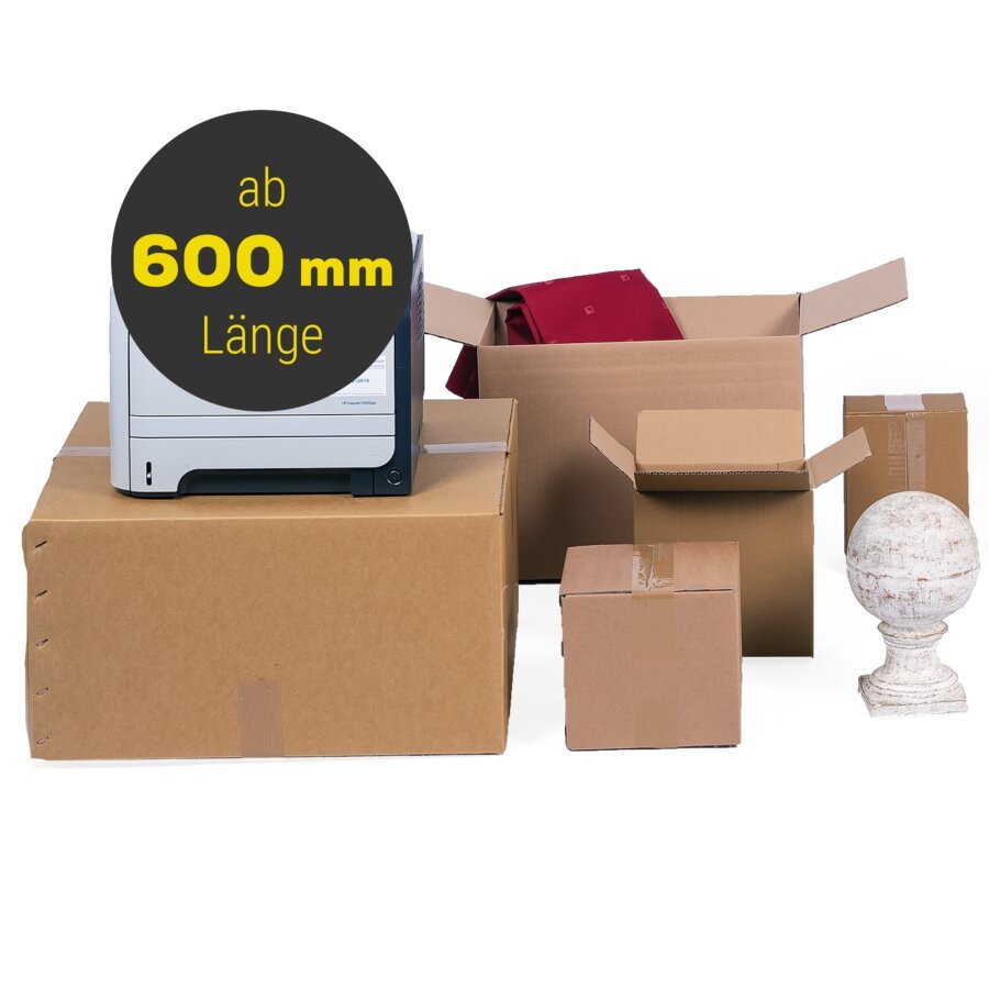 Wellpapp-Faltkartons in unterschiedlichen Größen ab 600 mm Länge Wellpapp-Faltkartons in unterschiedlichen Größen ab 600 mm Länge