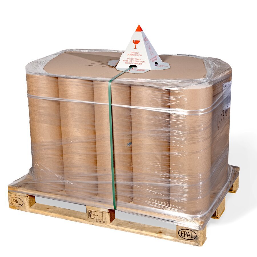 Gut sichtbare Palettenhütchen verhindern, dass Ihre Produkte durch Stapeln beschädigt werden Gut sichtbare Palettenhütchen verhindern, dass Ihre Produkte durch Stapeln beschädigt werden