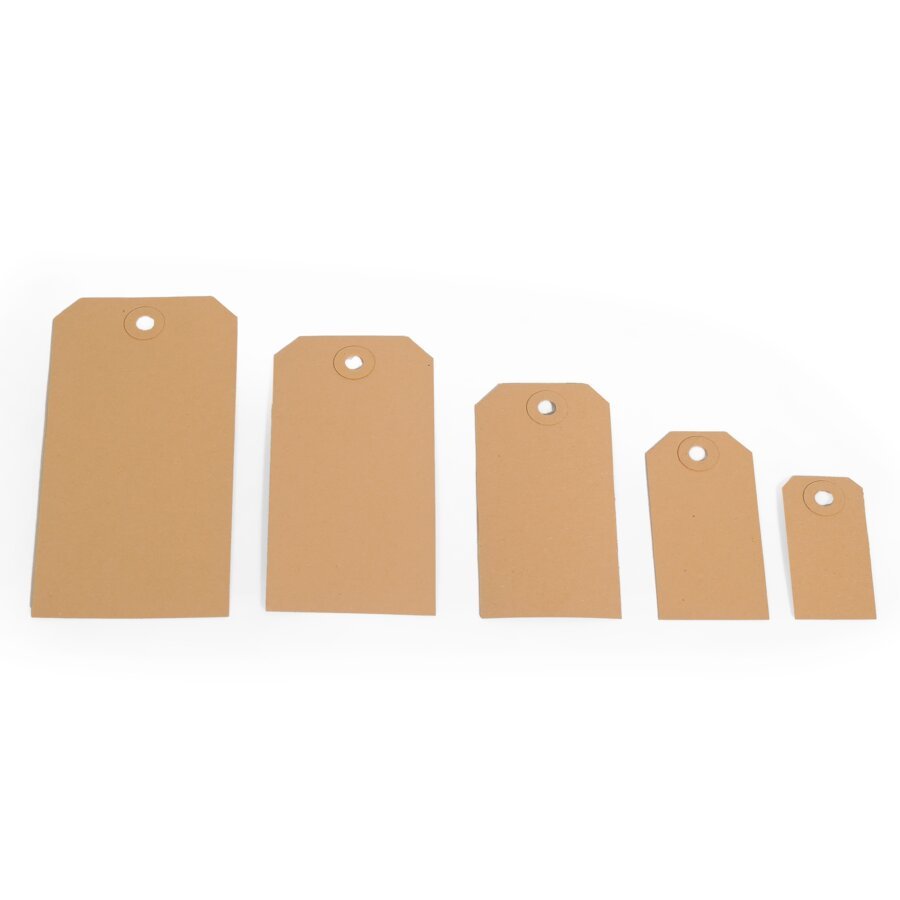 Hängeetiketten mit Öse in verschiedenen Größen erhältlich Hängeetiketten mit Öse in verschiedenen Größen erhältlich