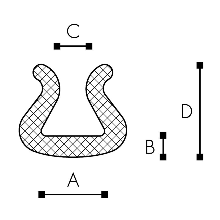 Abmessungen des Schaumprofils (siehe Preistabelle) Abmessungen des Schaumprofils (siehe Preistabelle)