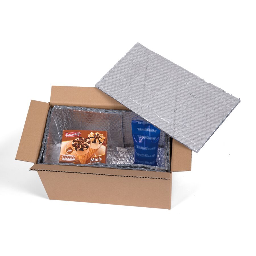 Die metallisierte Luftpolsterfolie kann auch als Isolierung Ihres Versandguts dienen Die metallisierte Luftpolsterfolie kann auch als Isolierung Ihres Versandguts dienen