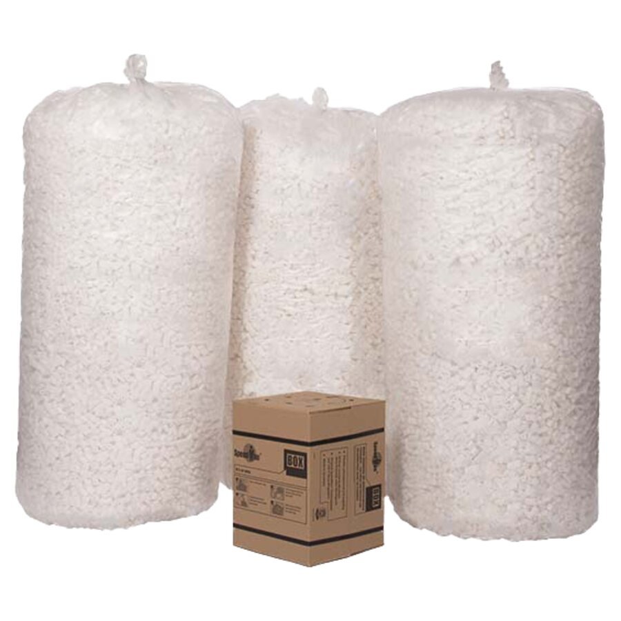 Platzsparend: Entspricht dem Füllvolumen von 3 Säcken Verpackungschips Platzsparend: Entspricht dem Füllvolumen von 3 Säcken Verpackungschips