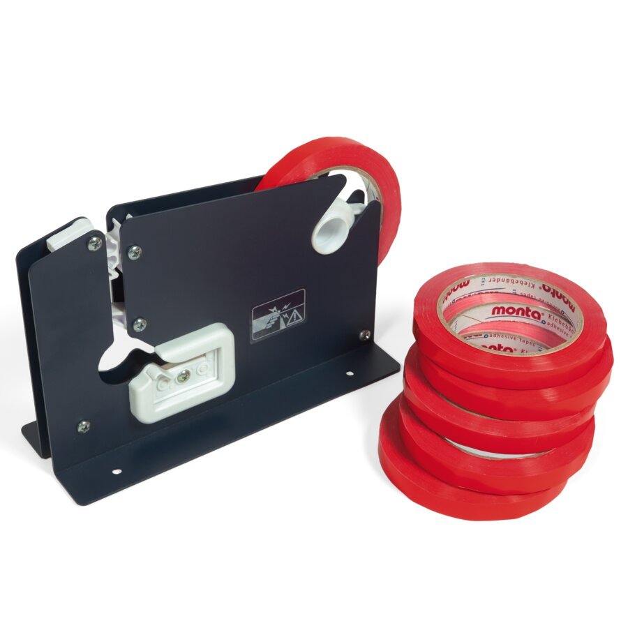 Hochwertiges Beutelverschlussgerät zum schnellen Verschließen Ihrer Folienbeutel mit Klebeband Hochwertiges Beutelverschlussgerät zum schnellen Verschließen Ihrer Folienbeutel mit Klebeband