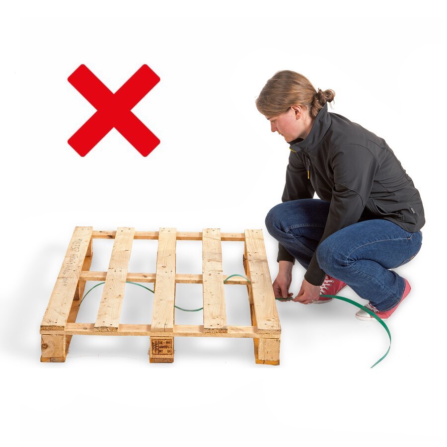 Abrollwagen für Umreifungsband, fahrbar mit Palettierhilfe Abrollwagen für Umreifungsband, fahrbar mit Palettierhilfe